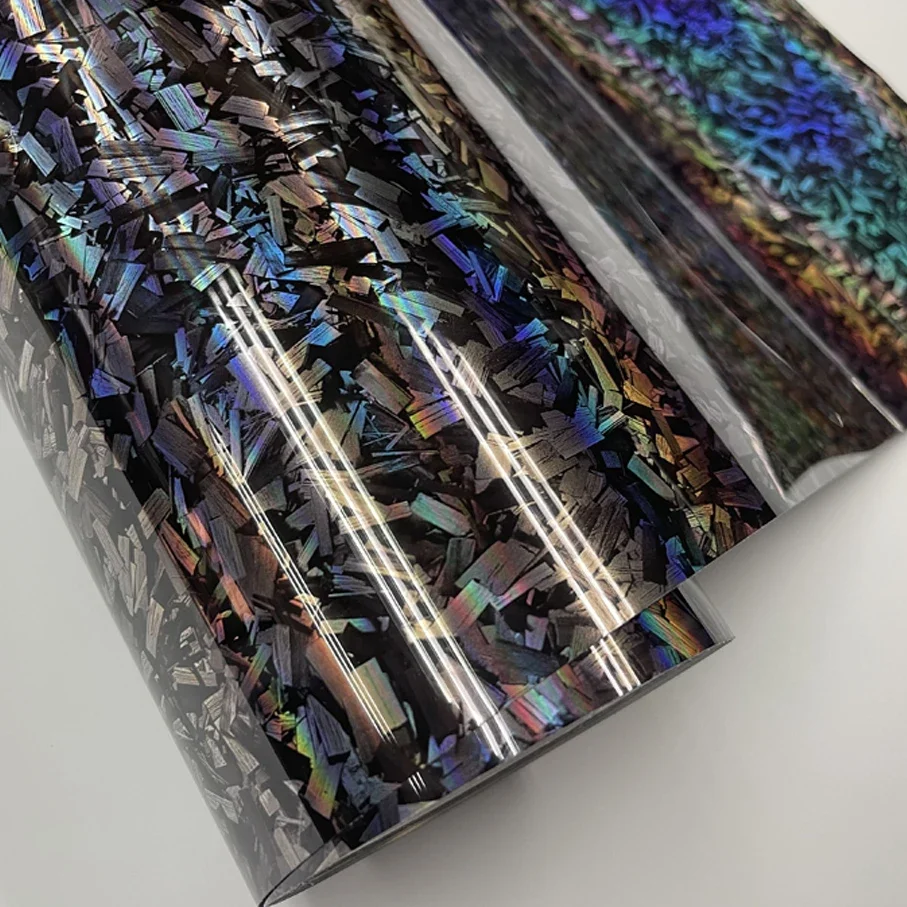 2025 pet brilhante laser holográfico corpo do carro laser forjando rolos de envoltório de vinil de fibra de carbono para carro