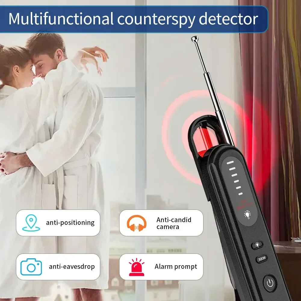 T01 Portable Pen Hidden Camera Detector Listening Device and GPS Tracker Anti-Spy Detector Electronic Sweeper RF Signal Detector