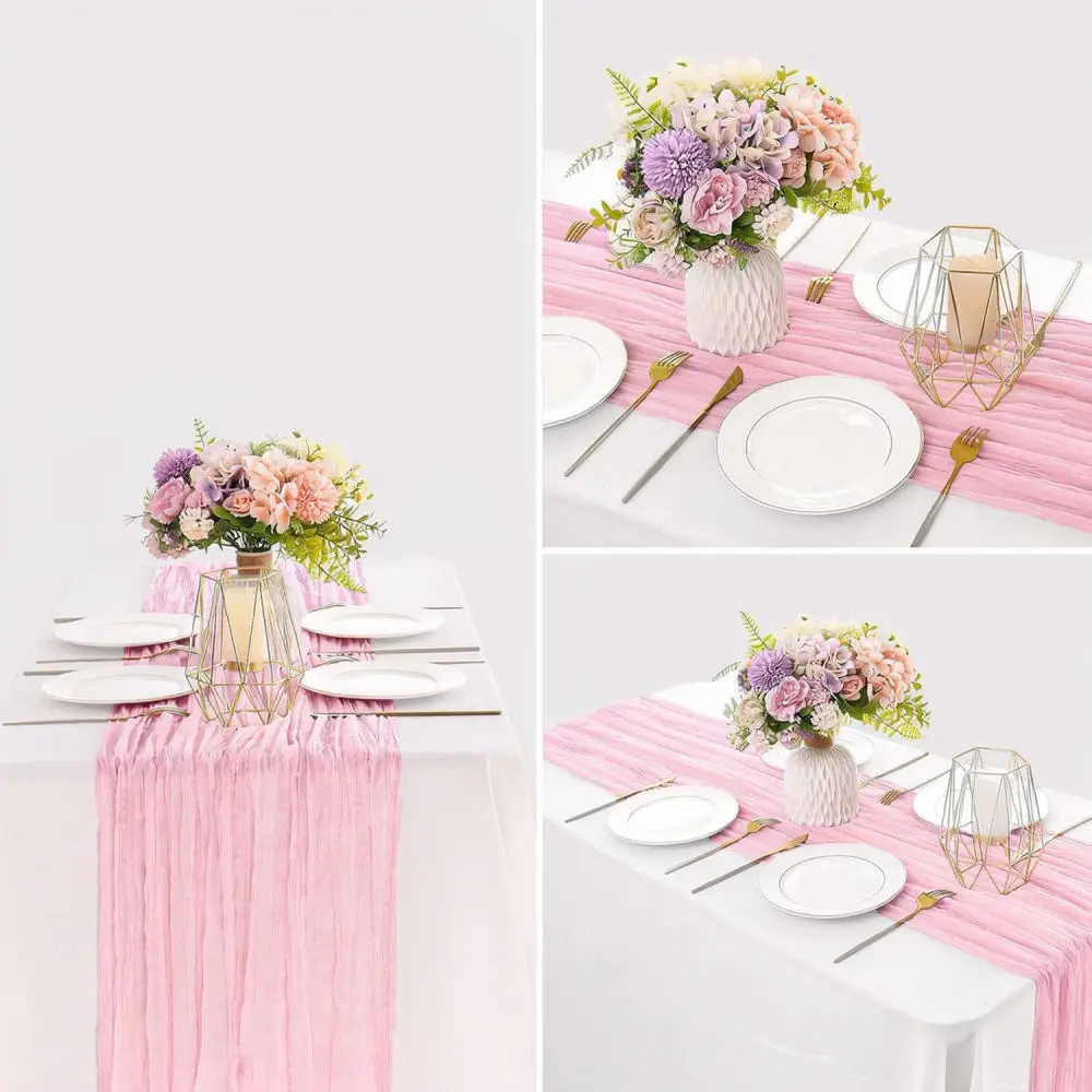 Rustic Gauze Table Runner Cheesecloth Fabric Romantic Boho Wedding Decoration Table Linen For Birthday Holiday Party