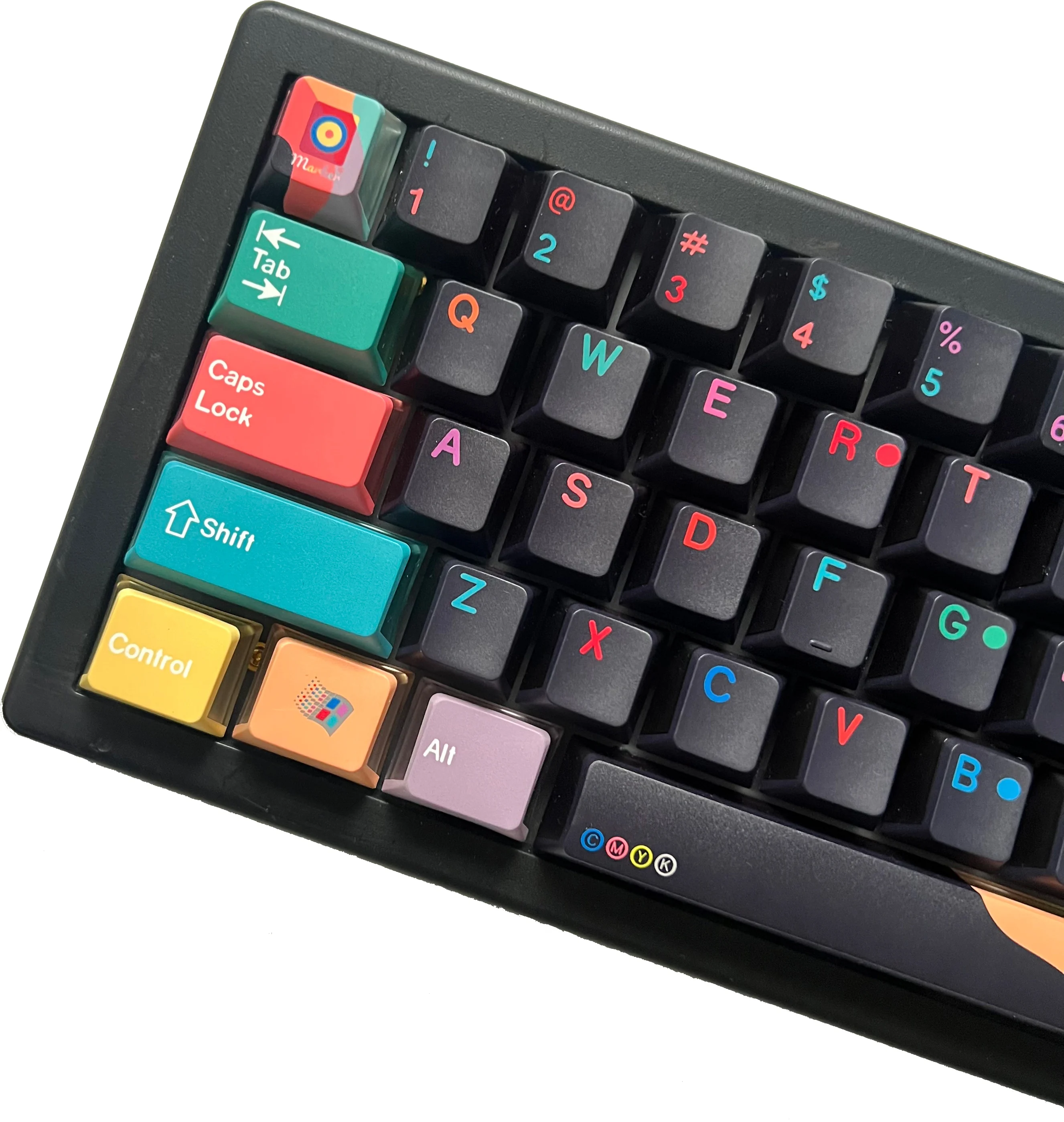 YMDK 134 مفتاح الكرز الشخصي 3 الجانبين تألق من خلال بودنغ ماركر موضوع صبغ الفرعية PC + PBT أغطية المفاتيح للوحة المفاتيح الميكانيكية MX