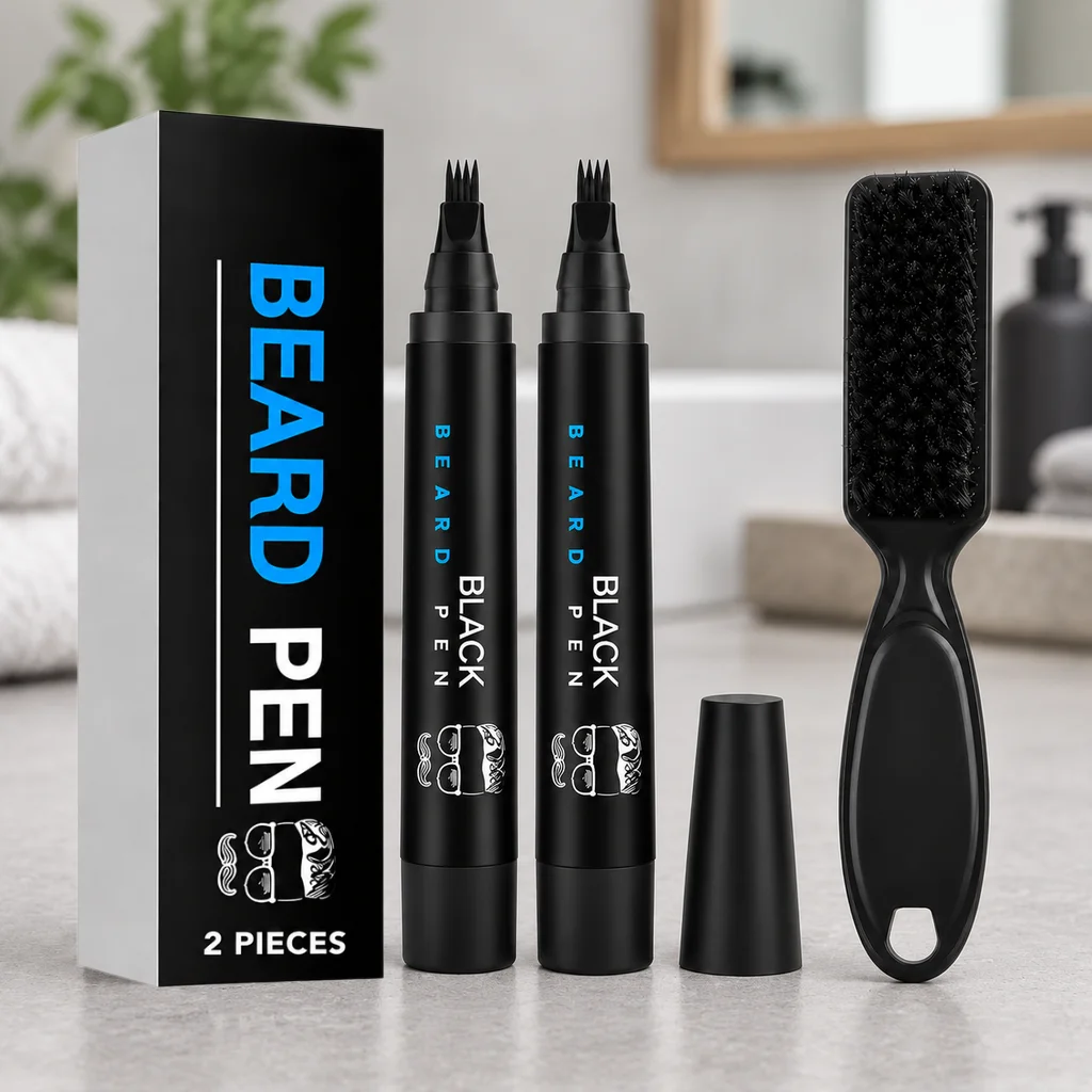 Waterproof Beard Pen Filler Men Moustache Coloring Pen Beard Coloring Filling Enhancer Black Fiber Hair Beard Stuffing Pen Tool