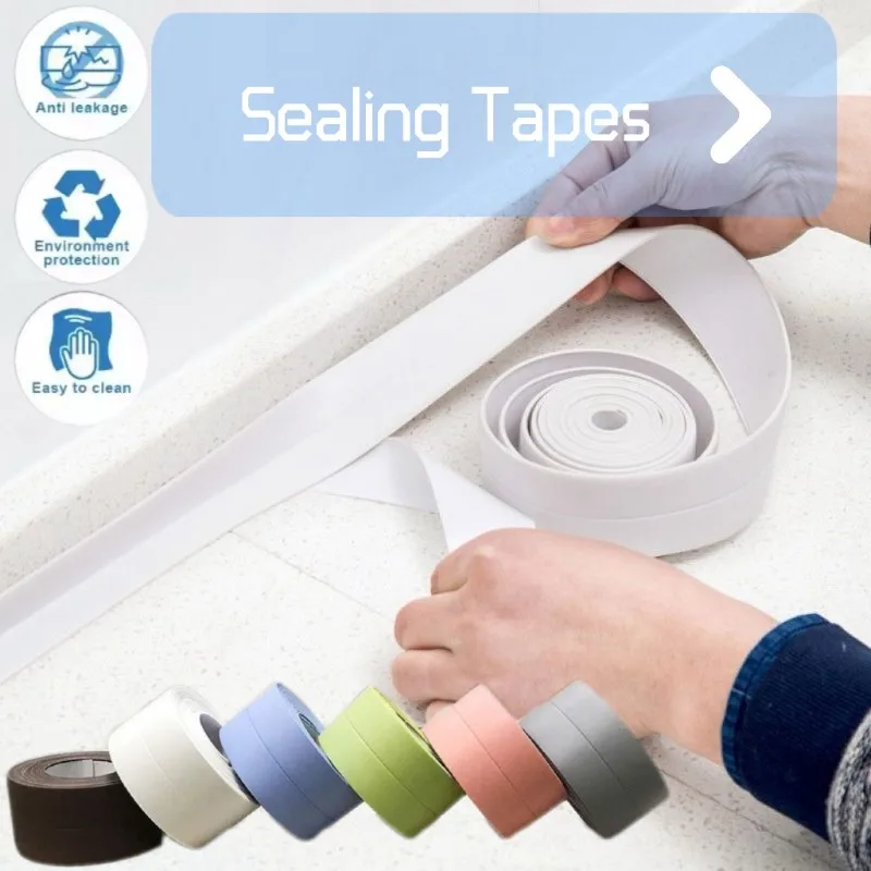 YITAPE Waterproof Caulk Tape Self Adhesive PVC Sealing Strip Tape for Bathroom Shower Toilet Kitchen Sink Wall Mold Proof Tapes