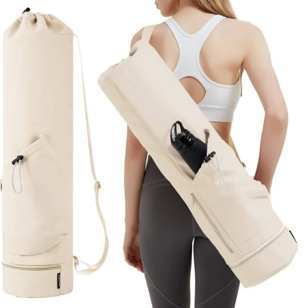Large Capacity Yoga Mat Bag Waterproof Adjustable Shoulder Straps Breathable Sports Bag Portable Black Exercise Storage Bag
