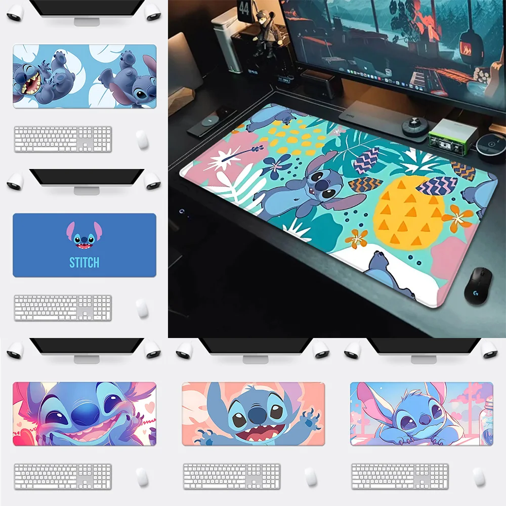 Hot Lovely Disneies Stitch Mousepad HD Printing Computer Gamers Locking Edge Non-slip Mouse Pad XXL90x40cm Keyboard PC Desk Pad