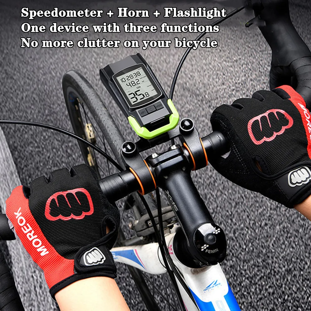 800LM Bike Headlight Speedometer Horn 3 in 1 Rechargeable Bicycle Front Lamp Cycling Computer MTB Light Flashlight Waterproof