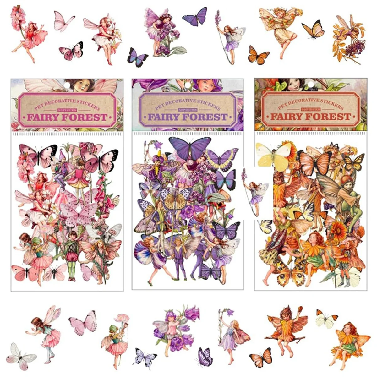 Vintage Fairy Stickers for Journaling, Transparent Flower Fairy Stickers for Scrapbook Junk Journal Supplies,A