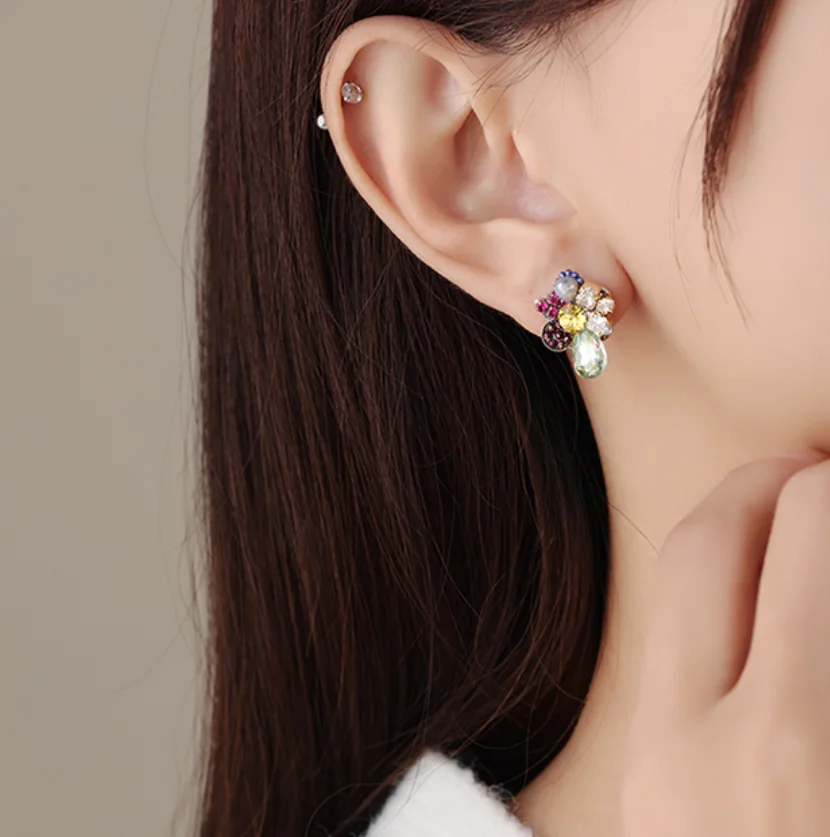 2022 new Simple copper plated gold diamond vintage 925 silver needle Earrings for women Fashion Jewelry