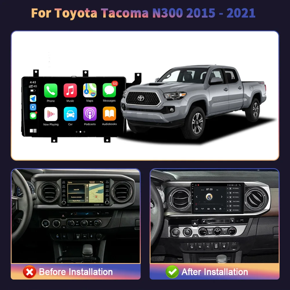 Auto Radio Multimedia Navigation 4G GPS Android 14 For Toyota Tacoma N300 2015-2021 Car Wireless Carplay Stereo Screen Head Unit