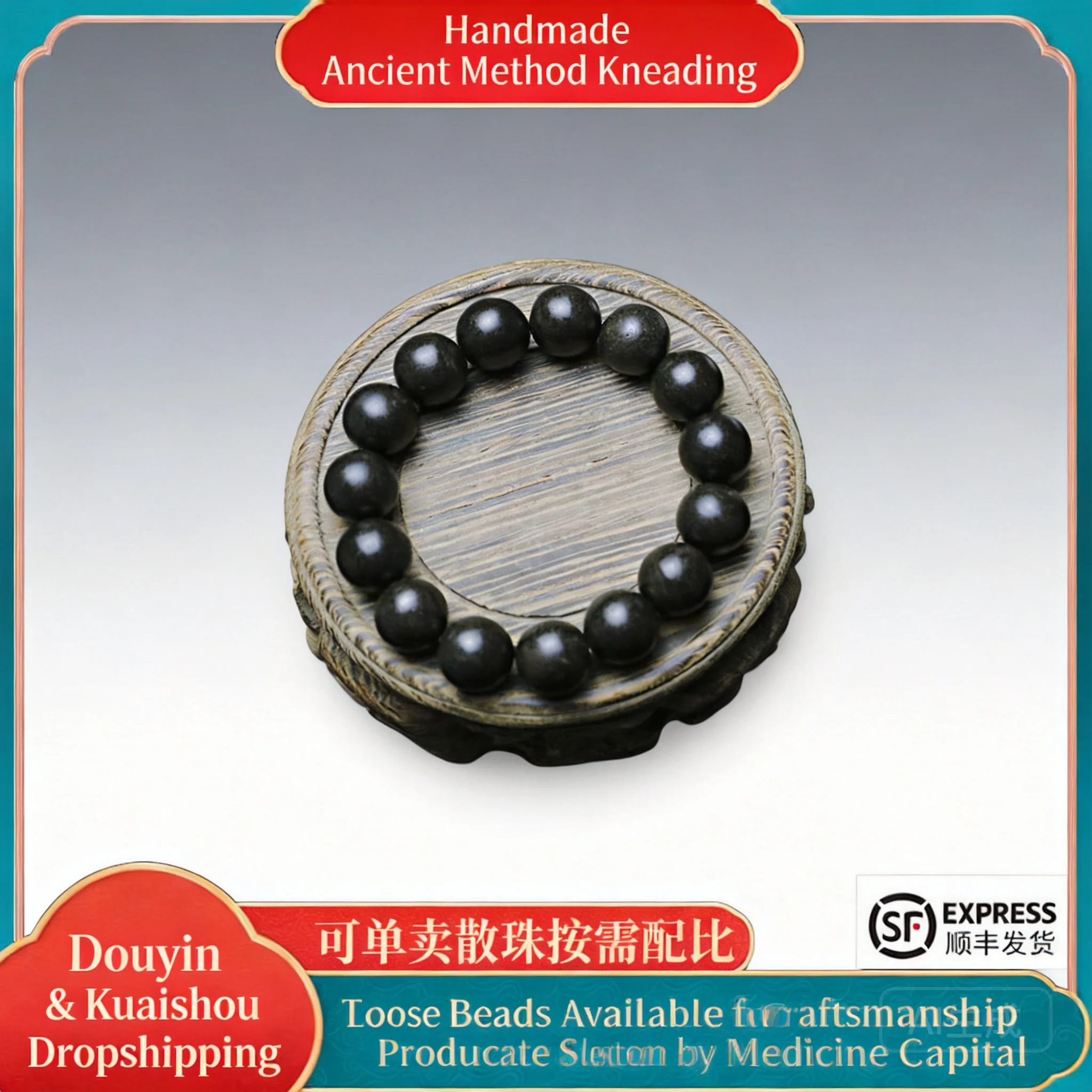 

Chinese Fengshui Traditional Handmade Black Ambergris Incense Beaded Bracelet Lucky Blessing Fortune Prayer Jewelry For Men Wome