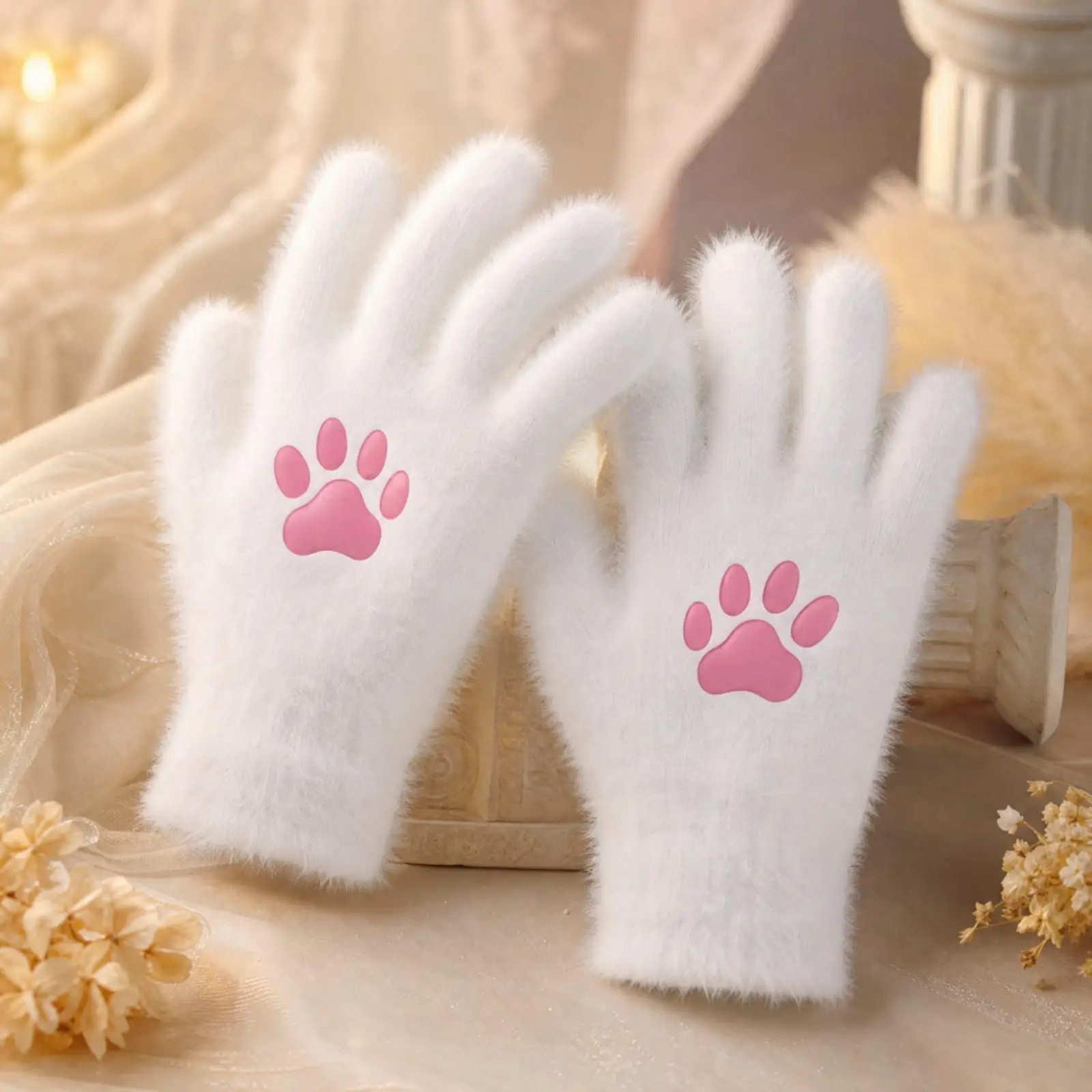 Realistic Plush Clawed Paw Gloves for Furry Cosplay Halloween Costume Accessories for Creative Photoshoot