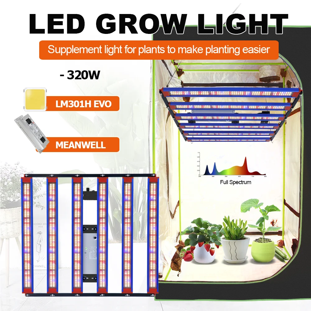320W LM301H EVO LED Grow Light Bar Meanwell Driver Quantum Tech LED Bar Board For Plant Light Greenhouse Veg Bloom