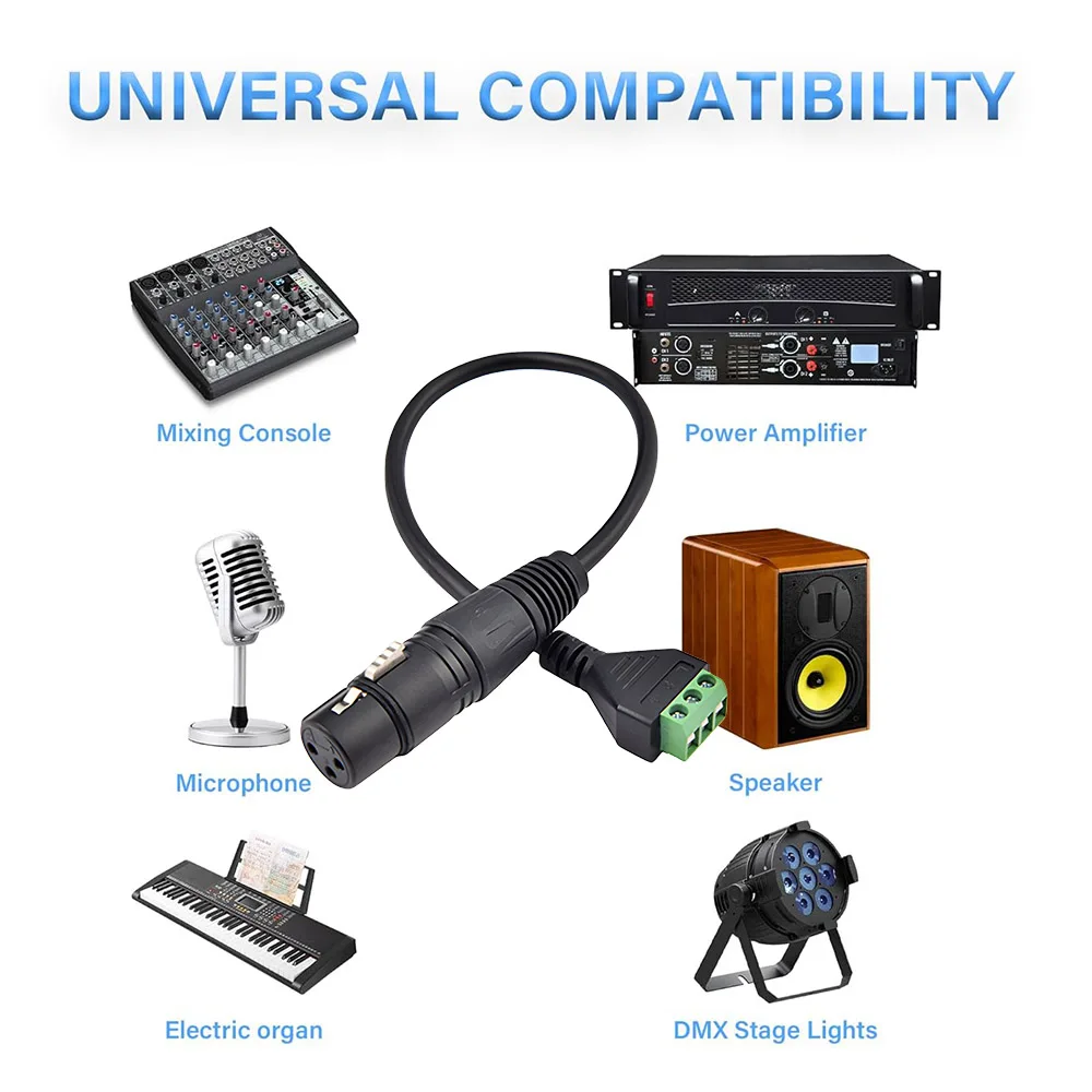 1 قطعة XLR 3 دبوس أنثى إلى 3 دبوس المسمار محول طرفي كابل محول لمكبر الصوت ميكروفون معدات الصوت الأداء المباشر