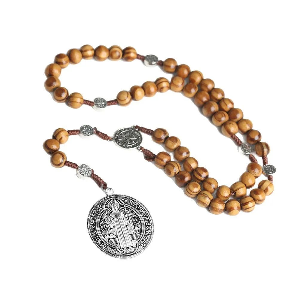 اليدوية جولة حبة الوردية قلادة سترة سلسلة الصليب يسوع قلادة الكاثوليكية الدينية الأزياء والمجوهرات سحر للرجال والنساء #6