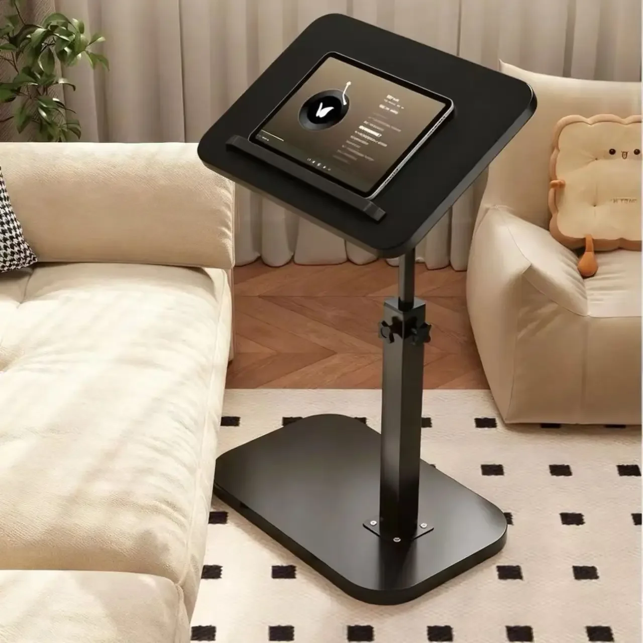Movable Height Adjustable Side Table with Wheels, Foldable Laptop Bedside Desk, Portable Lazy Lift Small Coffee Table, Ideal for Living Room, Bedroom, Sofa Bed Working & Reading
