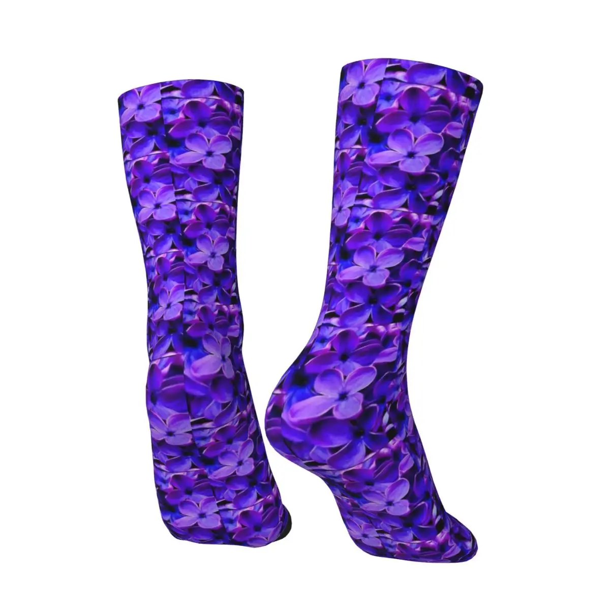 Calcetines florales con estampado de Jacinto para adultos, medias elegantes, suaves y cálidas, antideslizantes, para exteriores, color púrpura, Primavera