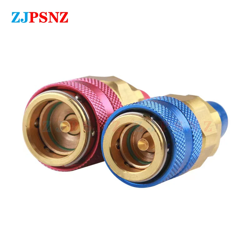 Auto Car Quick Coupler Connector Freon R134A H/L Brass Adapters Air Conditioning Refrigerant AC Manifold Gauge Auto Universal