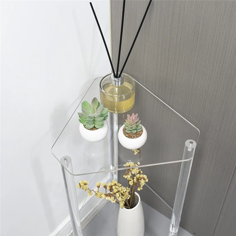 A98E-Clear Acrylic End Table, Corner Side Table For Small Spaces, Small Accent Table For Living Room, Bedroom - Image 4