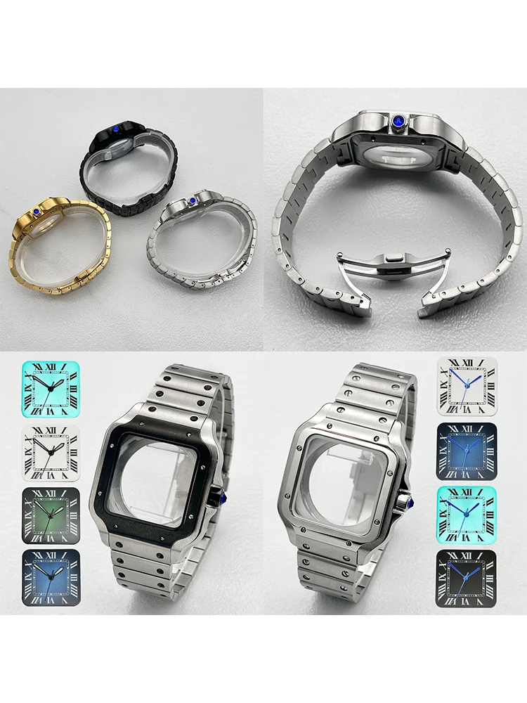 Customised 38MM NH35 Case Santo Watch Case and Strap Fit For 7S26 NH35 NH36 Watch Case Santo Transparent Back Cover Case