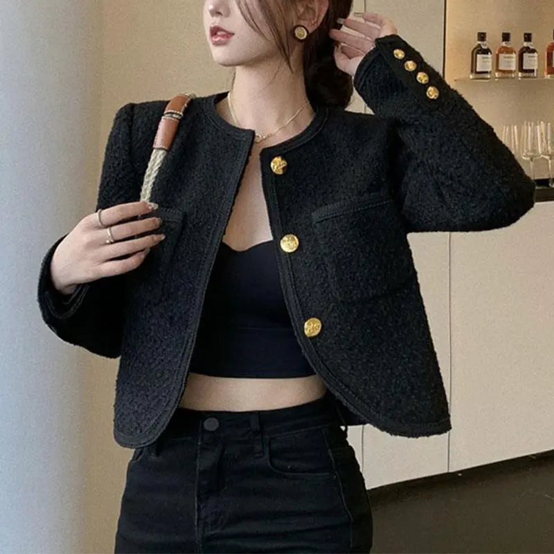 

Women's Autumn Casual Fashion Simplicity Solid Color O-neck Long Sleeve Coat Women Clothes Slim All-match Temperament Tops