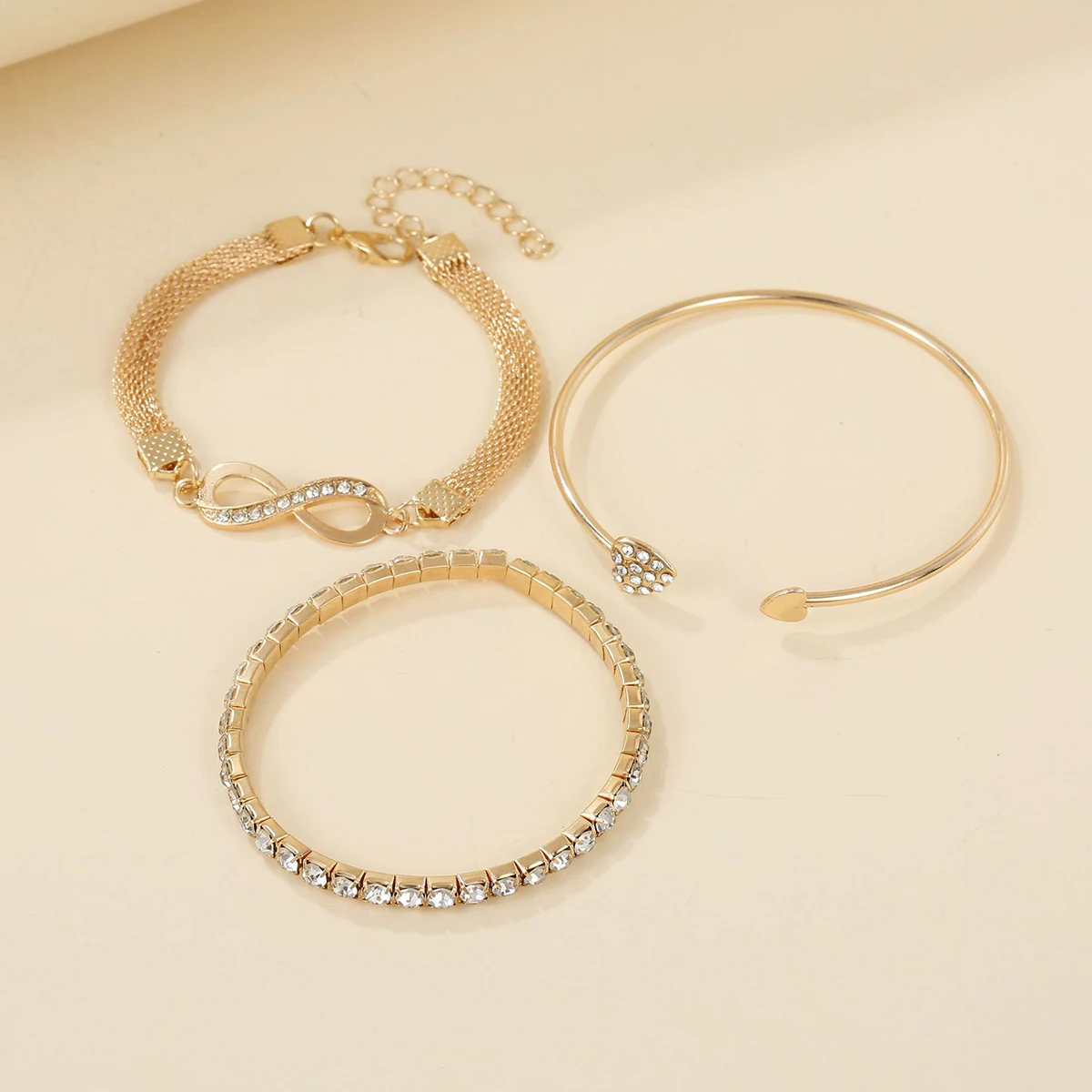 3pcs Love Opening Temperament Drill Bracelet Design Creative Retro Simple Lucky 8 Bracelet for Women New Style Bracelet image 5