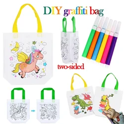 1-10pcs Sets DIY Graffiti Bag with Markers Handmade Painting Non-Woven Bag for Children Arts Crafts Color Filling Drawing Toys