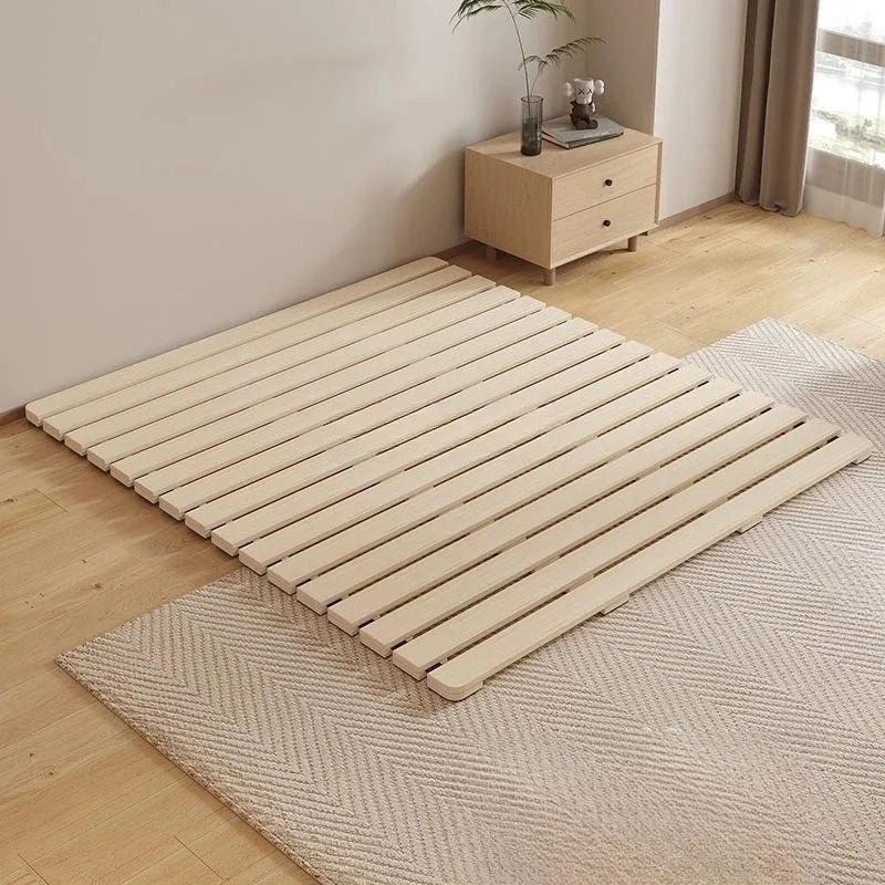 Solid Wood Bed Slat Skeleton, Folding Non‑Slip Breathable Moisture‑Proof Tatami Bed Board Gasket for Bedroom Floor Placement