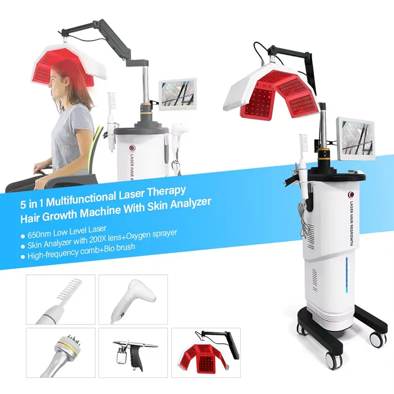 Multifunctional 5 in 1 Hair growth Machine Deep Analyzer 650mm laser light machine women phytoterapy machine for hair growth