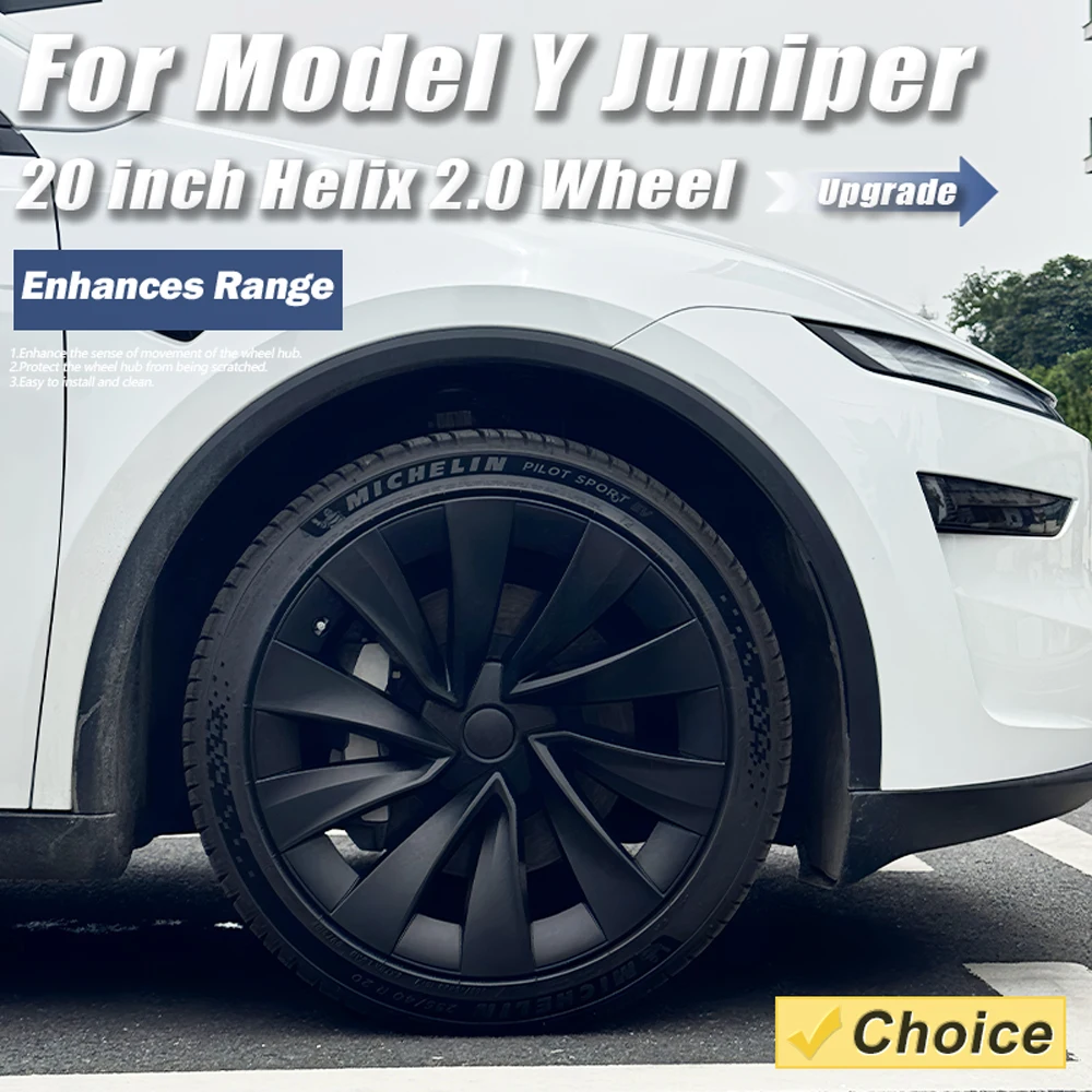 4PCS Radkappe für Tesla Model Y Juniper 2025 Radkappe 20 Zoll Ersatz Helix 2.0 Radkappe Vollrand Autozubehör Radabdeckung