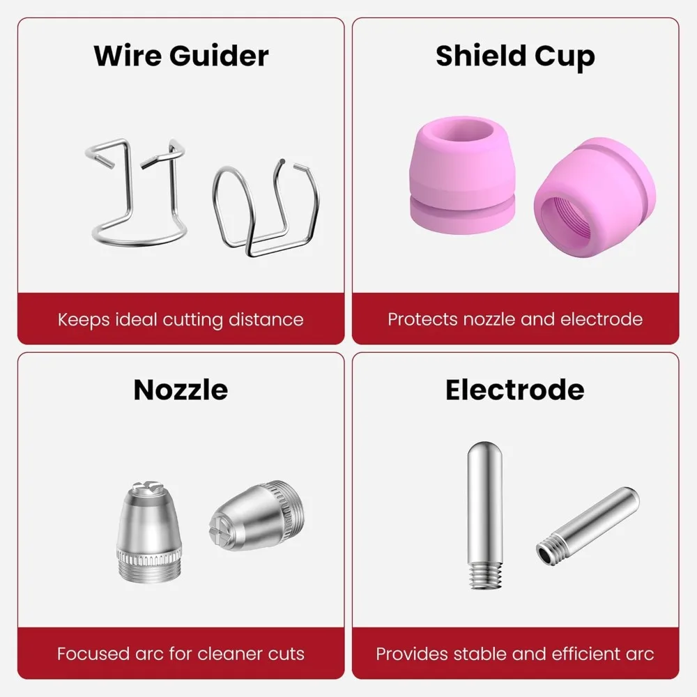 Kit di materiali di consumo per cannello per taglio al plasma da 50 pezzi con scatola, ugelli con punta di taglio per AG60 WSD60 AG60P BTC500DP