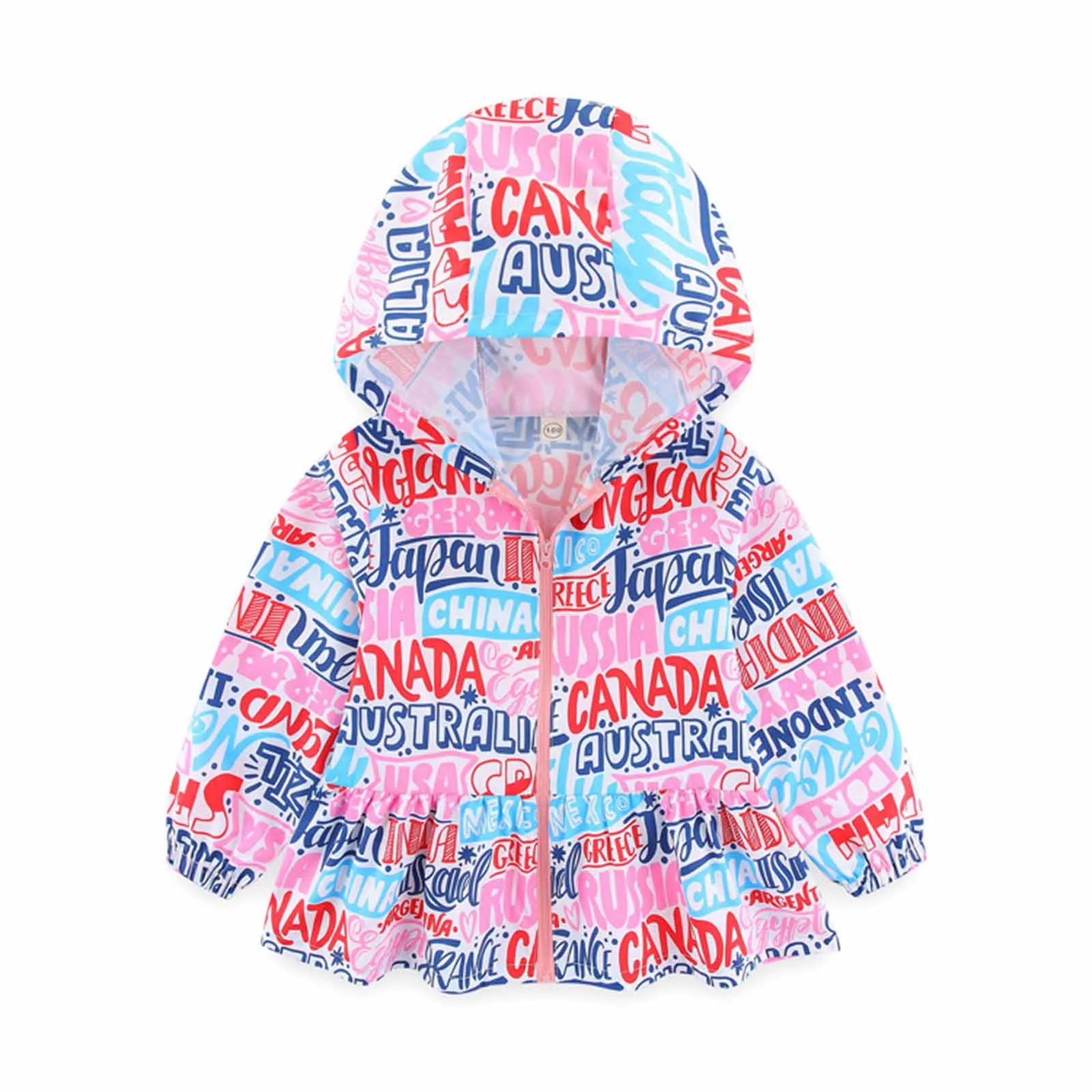 Spring Autumn New Children's Clothing Kids Jacket Outerwear Cartoon Zipper Toddler Clothes Hooded Jacket For Girls Manteau Fille