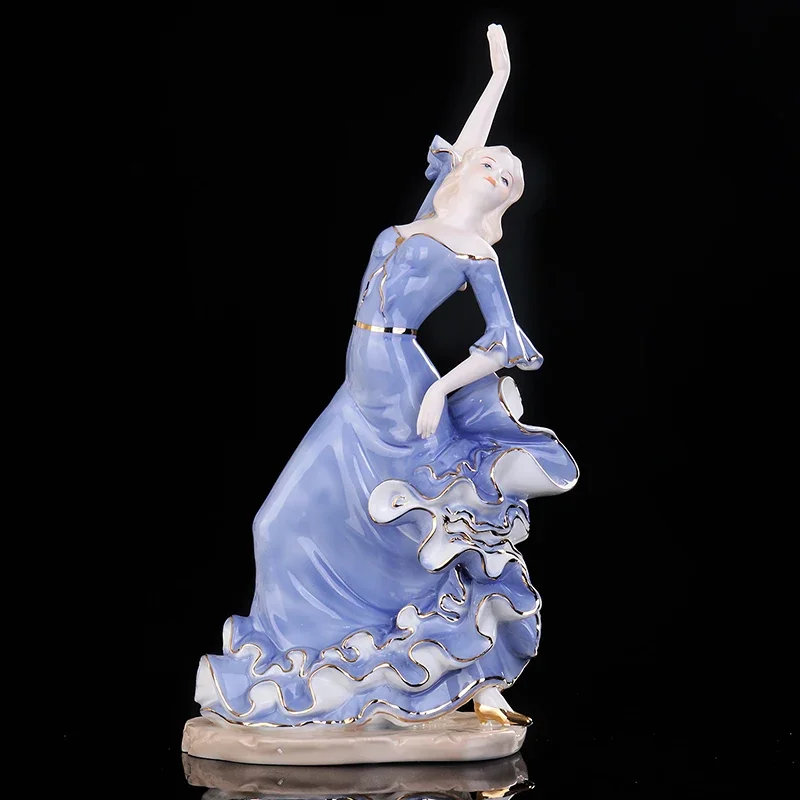 Porcelain Flamingo Dancer Miniature Ceramic Flamenco Dancing Lady Figure Home Shelving Decor Art Collection Ornament Gift Craft