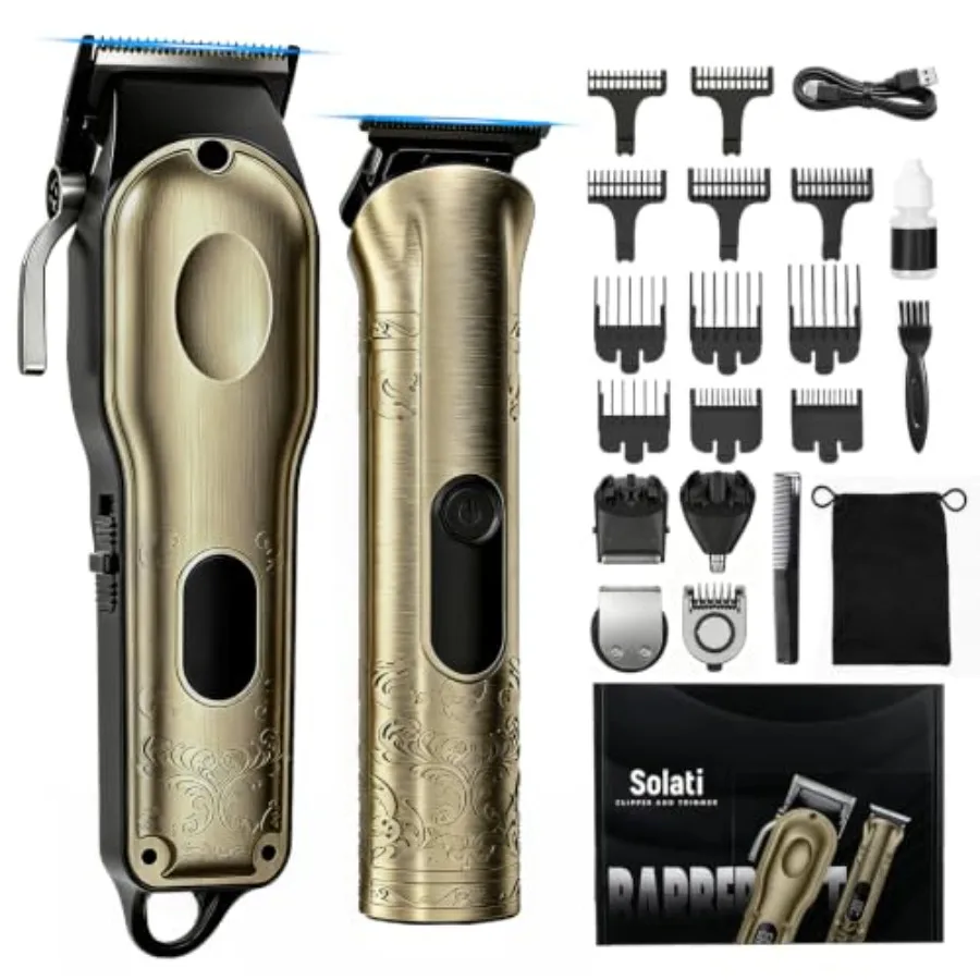 Professional Hair Clipper for Men: Stainless Steel T-Blade, Black, Zero-Gap Precision Cutting for Beard, Mustache Hair Grooming