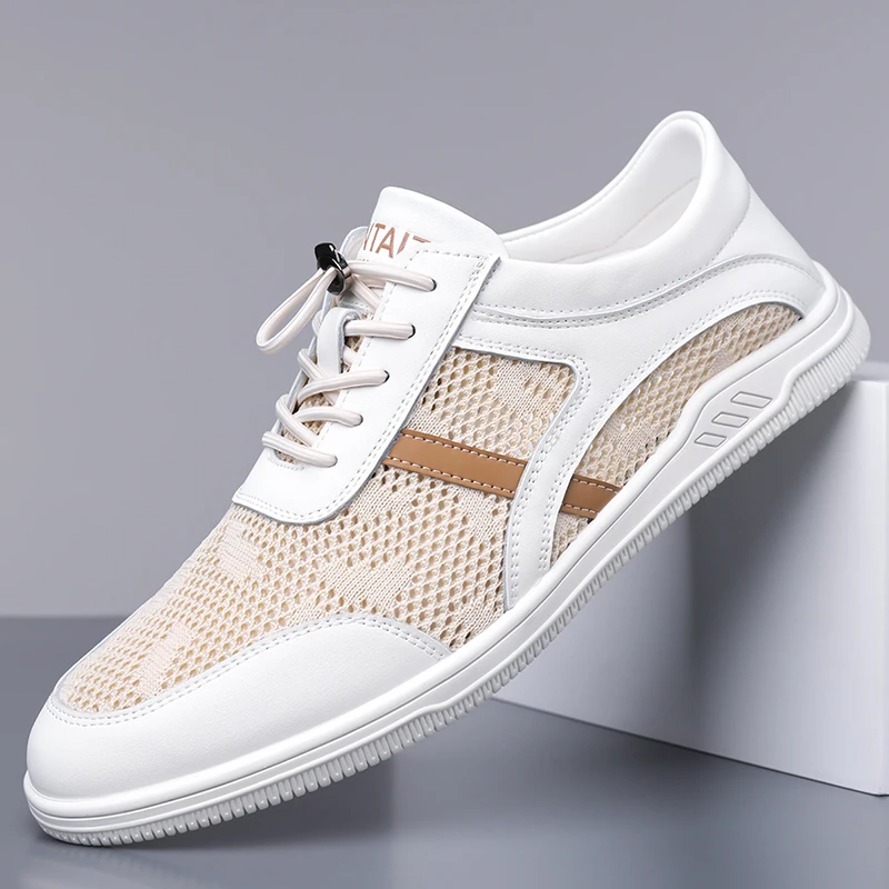 

Summer Fashion New Men's Air Mesh Breathable Mixed Casual Shoes Male White Black Sports Walking Sneaker Flats Loafers