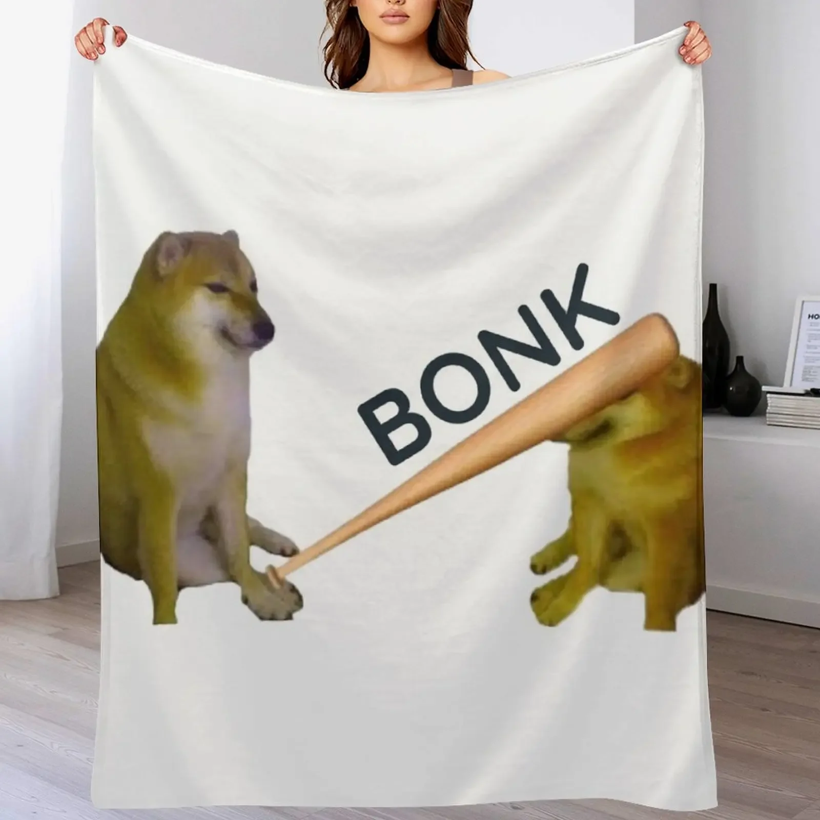 

Bonk Meme Throw Blanket funny gift Decoratives Furry Fashion Sofas Blankets