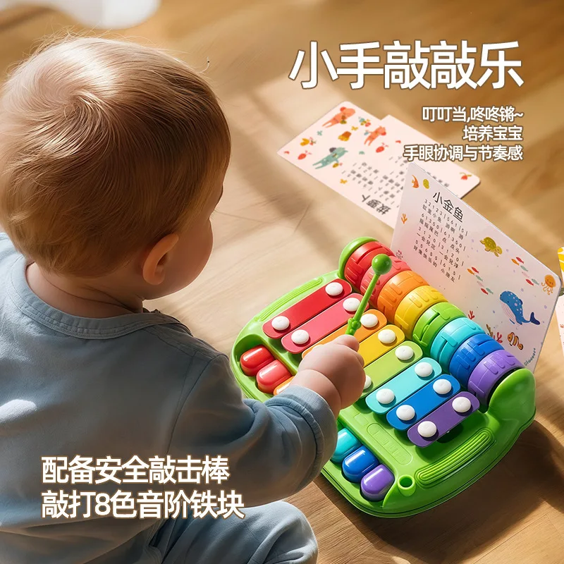 Baby Eight-Note Hand Piano for Early Education, Cognitive Development, and Soothing Interaction with Spinning and Tapping Fun