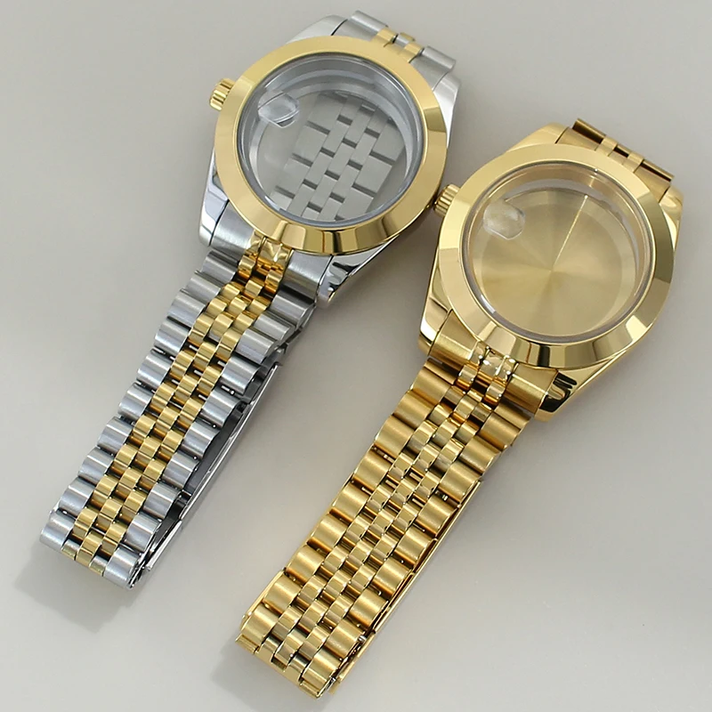 

Gold 39mm 36mm Bevel Edge Watch Case Sapphire For Air King NH35 NH36 NH38 NH34 Miyota 8215 Movement 28.5mm Dial Jubilee Bracelet