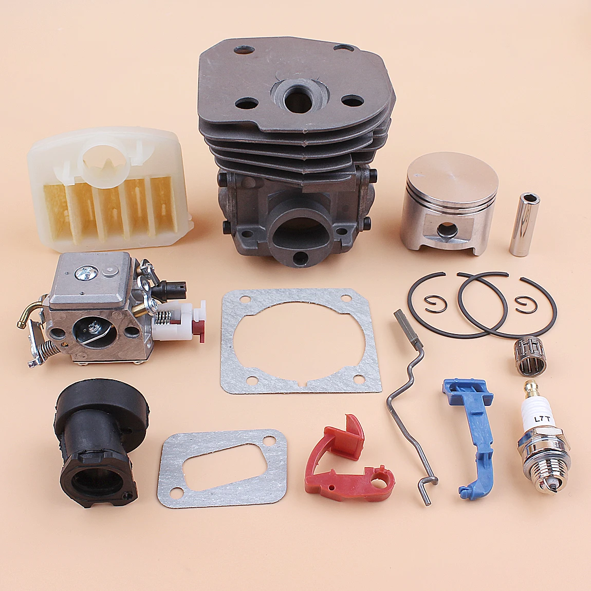 45mm Cylinder Piston Carburetor Air Filter Kit For HUSQVARNA 353 351 350 346 346XP 345 340 Chainsaw and Intake Manifold Gasket