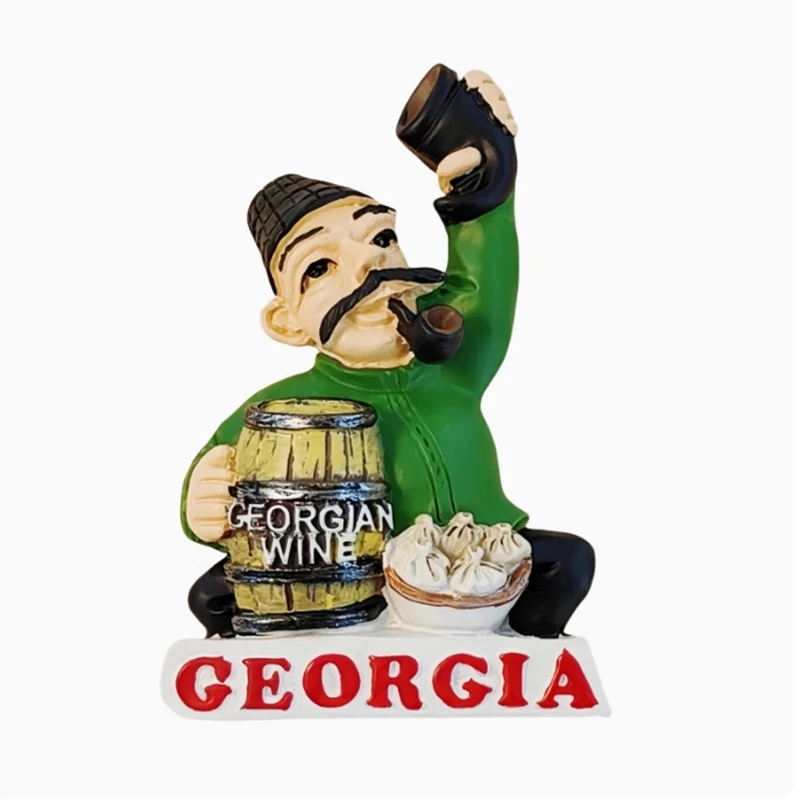 Georgia Wine Bucket Uncle Handmade Painted Resin Fridge Magnets Tourism Souvenirs Refrigerator Magnetic Stickers Gift