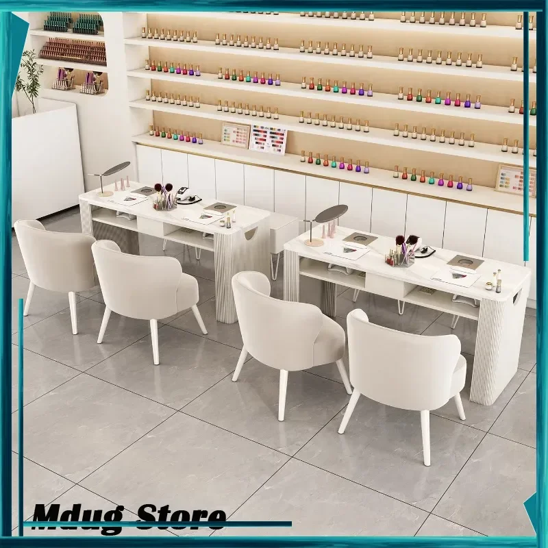 

White Organiser Nail Table Design Stand Manicure Chair Nail Table Art Station Lashista Mobiliario Salon Equipment Furniture