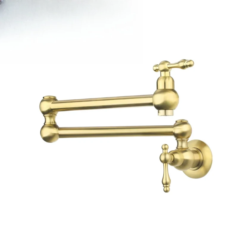 

Brass Two Functions Wall Mounted Gold Plated Kitchen Pot Filled Faucet Gold Kitchen