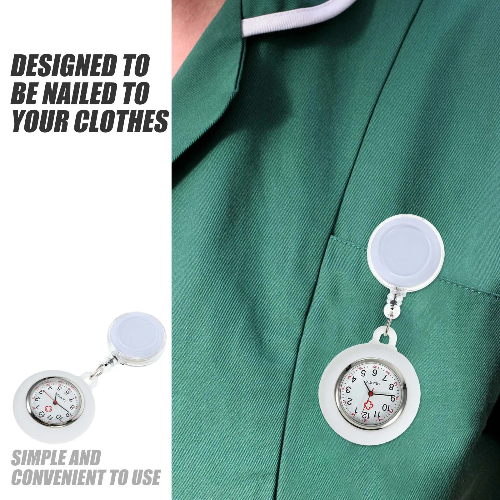 Nurse Watch Smiling Face Clip On Pocket Watch Lightweight Badge Reel Hanging Fob For Medical Staff Student Clinic Use