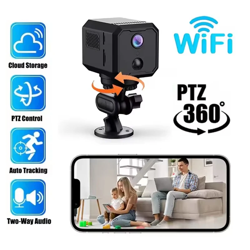 360 °   Câmera de segurança doméstica inteligente wi-fi mini hd ptz webcam detecção humana visão noturna ao ar livre espia bodycam pequena gizli kamera