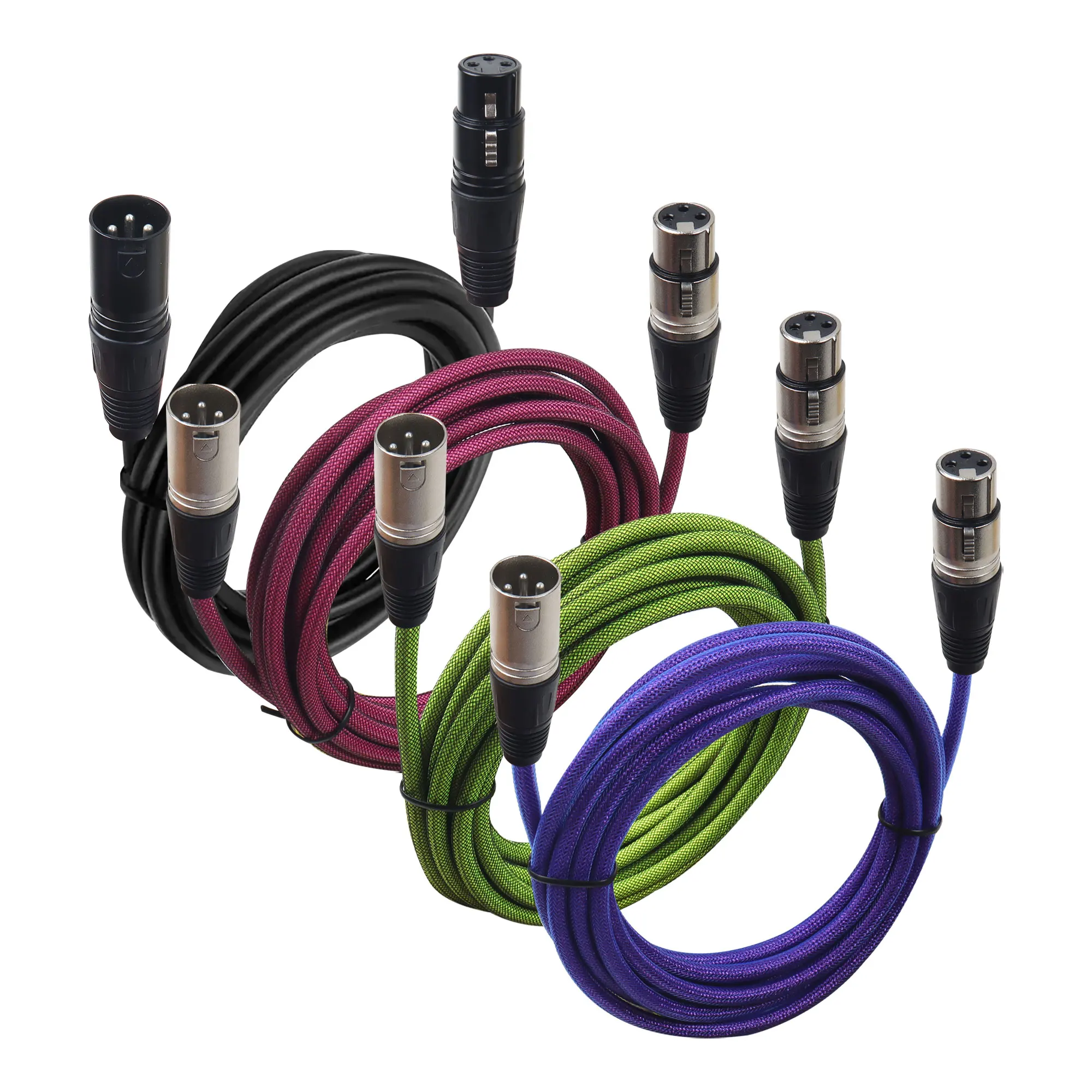 【LANO】3M  XLR 3PIN male to  XLR 3PIN  female Premium Balanced Microphone Cable for Recording Studio Speaker Purple-blue Rose-red