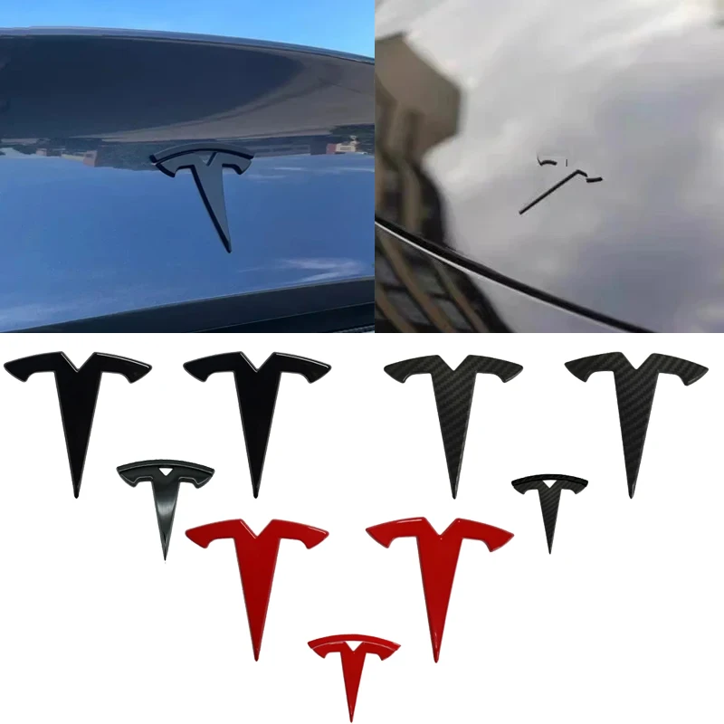 

ABS Modified Car Front Hood Cover Rear Badge Overlay Sticker for Tesla Model 3 Model Y Auto Steering Wheel Emblem Decoration