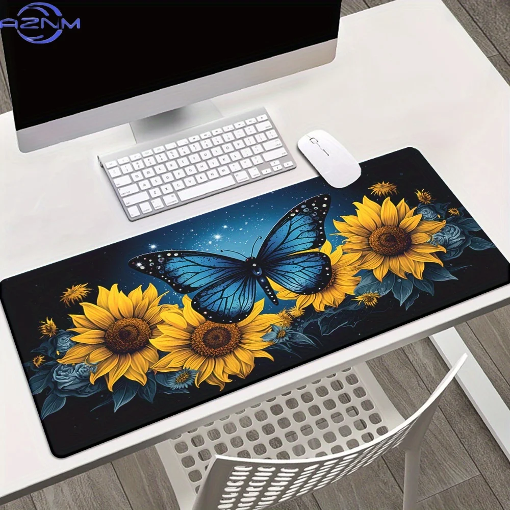 1pc  Butterfly Sunflower Stereo Creative Wallpaper Mousepad, Keyboard Gaming Accessories Mouse Mat, Office Computer PC Gamer Lap