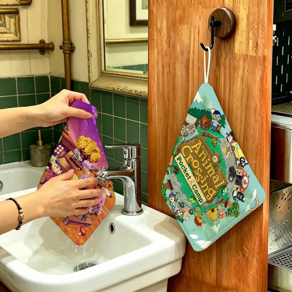 A-Animals-C-Crossings Polyester Cotton Hanging Kitchen Towel, Soft Hand Wiping Towel, Reusable for Kitchen Bathroom Home