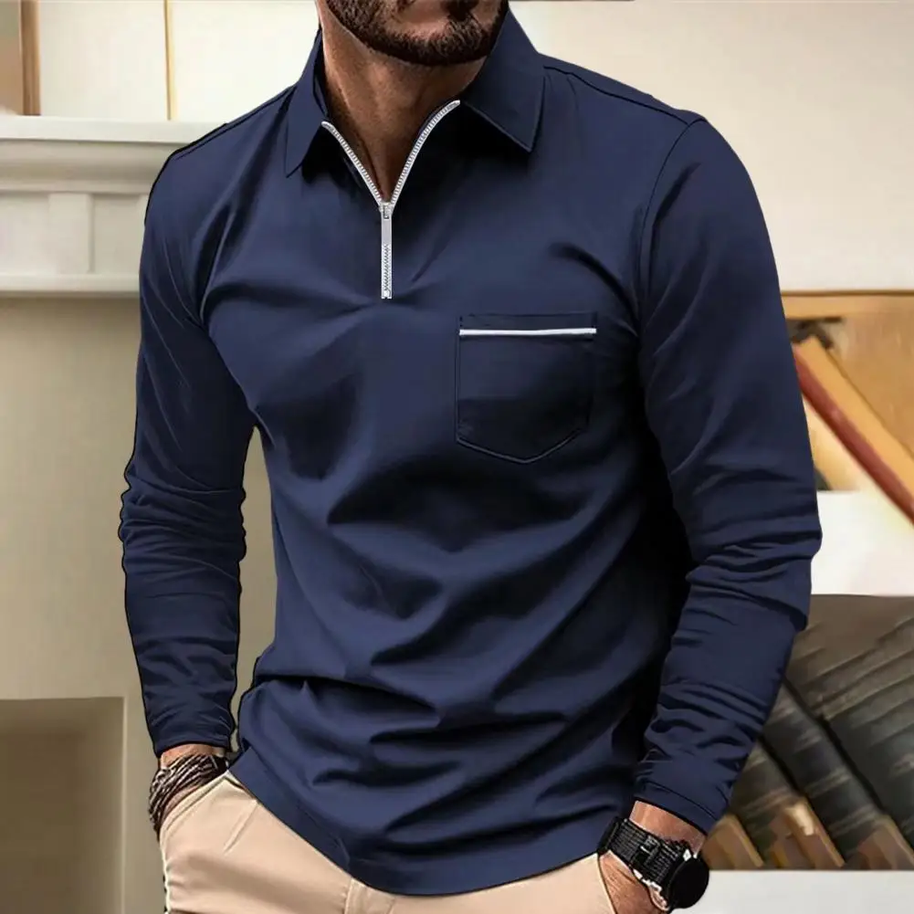 Autumn Men's Long sleeved Shirt Lapel T shirt Button Fashion Spring Autumn thin Shirt Casual Office Slim Shirt