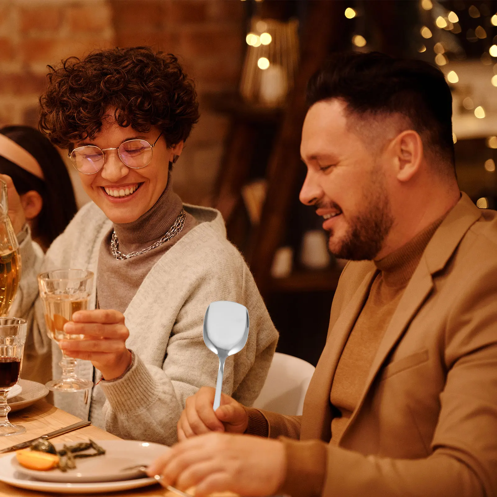 

2pcs Stainless Steel Serving Spoons Large Scoop For Salad Fruit Rice Soup Kitchen Gadgets Buffet Party Restaurant Supplies