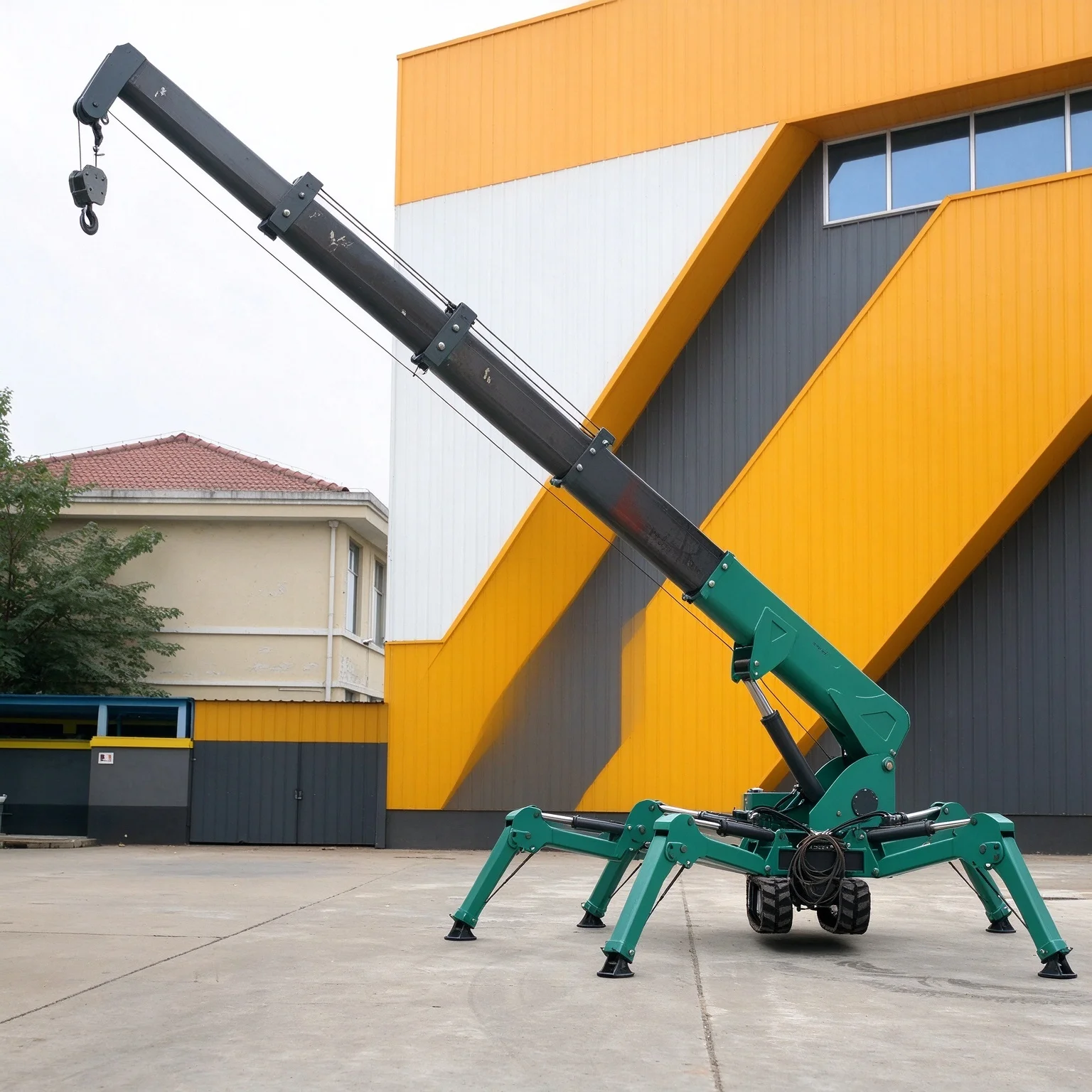 Spider Crane 8 Ton Telescopic Boom Wireless Remote Control All Terrain for Basement Rooftop Lifting Mini Crawler Crane