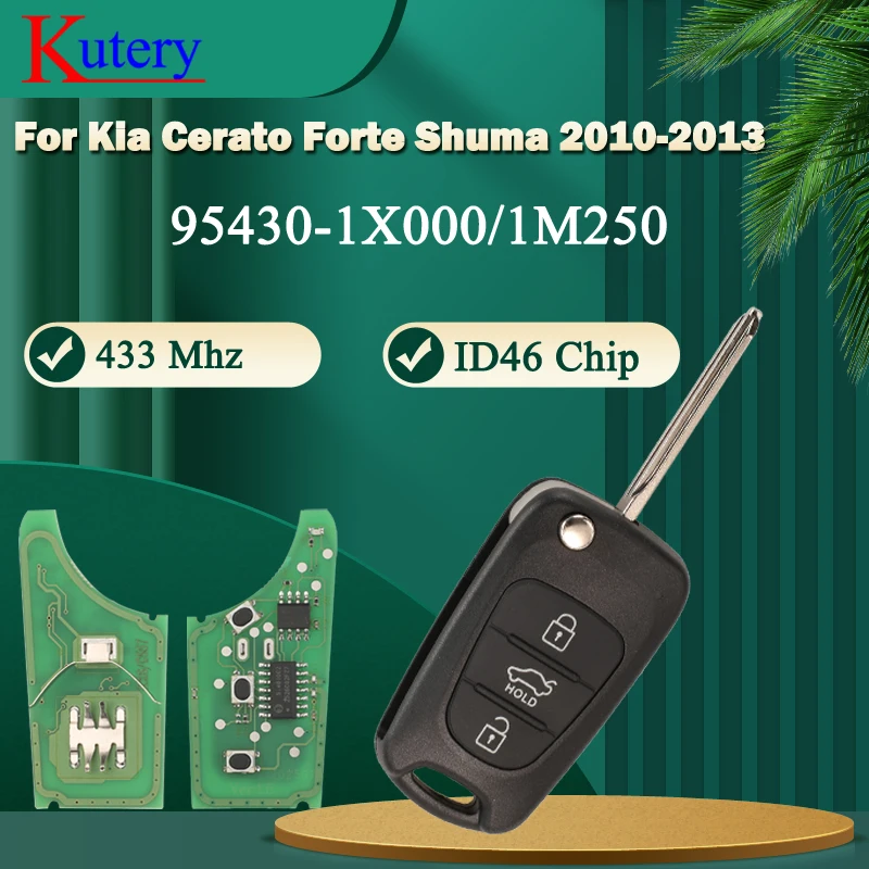 

jingyuqin Sedan 3 Buttons ID46 Chip 95430-1X000/1M250 433MHZ FSK Folding Remote control car key For Kia FORTE 2010-2013
